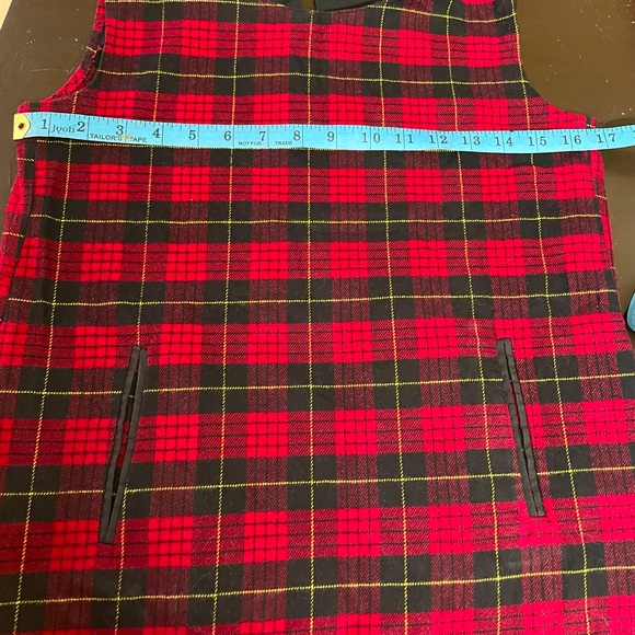 Tweed woven dress by Benetton, red & black check for 8-10 years old girls Size S - Picture 4 of 7